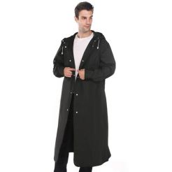 Black EVA Raincoat Waterproof Long Rain Jacket Customized Printed Raincoat for Adult