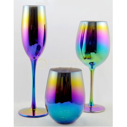 Iridescent Rainbow Colorful Wine Glasses Oil Slick Glass Gift Glass